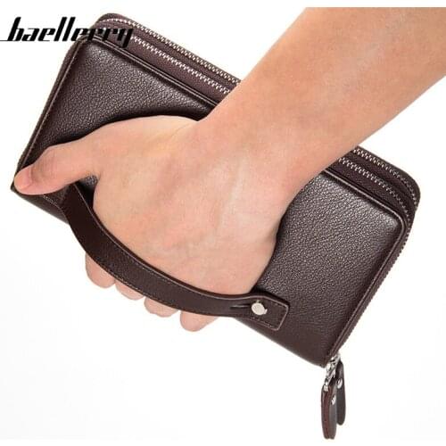 Baellerry New Wallet Male Wallets Large Wristlet Clutch Bag Double Zipper Long Phone Wallet Men Card Holder Coin Business Purses