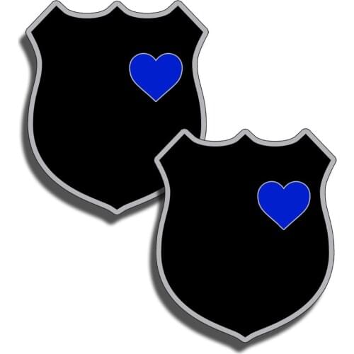 Blue Line Police Badge Heart Sticker Wife Family Son Car Truck Window Cup Decal