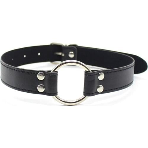 Open Mouth Ring Gag Head Harness PU Leather Fixation Erotic Toy Adult Game BDSM Bondage Restraint Fetish Sex Products for Couple