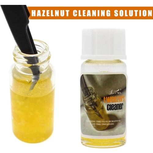 20g Professional Eyelash Extension Tweezers Cleaning Tools with Glue Remover Liquid and Sponge Ball Eyelashes Cleaner SMJ