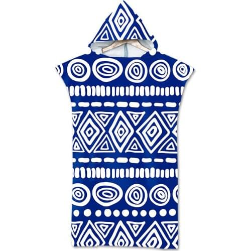 Adult Beach Suit Change Robes Poncho Hood Beach Towel Geometric Printed Microfiber Quick Drying Absorbent Bath Towels Beachwear