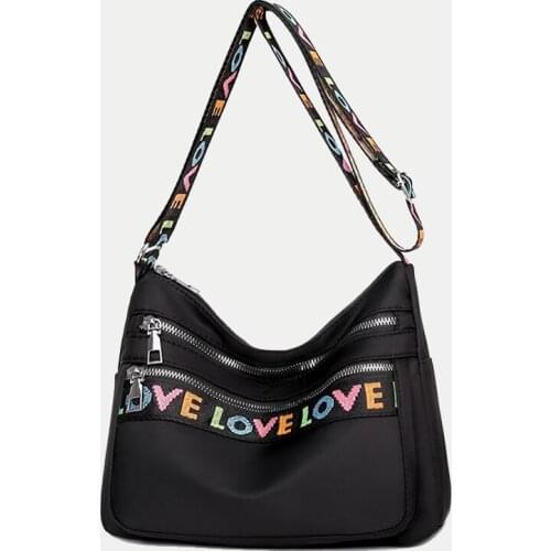 Casual Shoulder Bags for Women Waterproof Nylon Crossbody Messenger Bag Pack Female Large Capacity Wide Strap Handbag