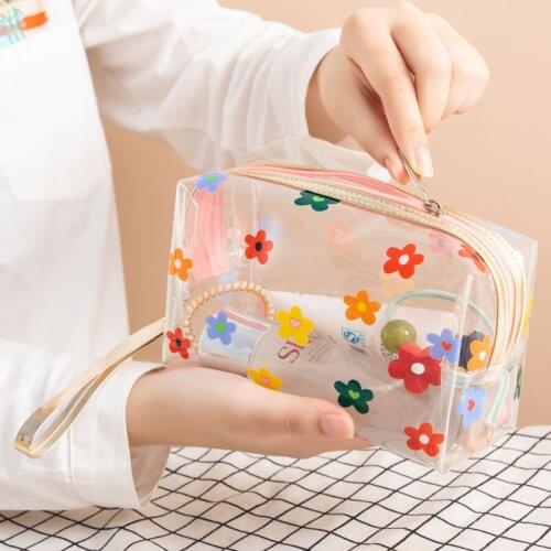 Cartoon Fruits Clear Cosmetic Bag Zipper Waterproof Women Makeup Bag Travel Toiletry Bag