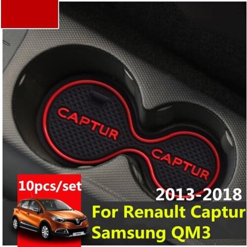 For Renault Captur 2013~2018 Samsung QM3 3D Rubber Mat Lnterior Anti Slip Mat Door Slot Pad Cup Cushion Groove Mat Accessories