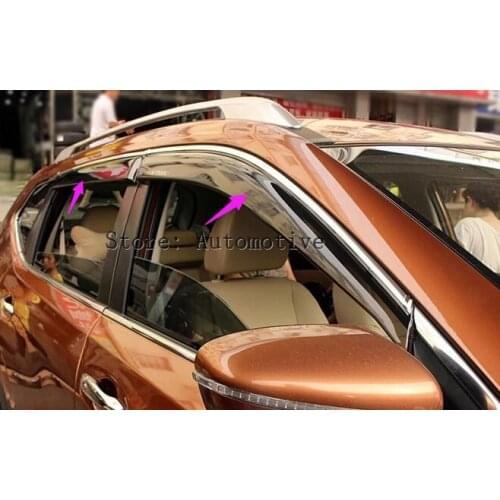 Side Window Sun Shield Visors Vent Rain Wind Deflector Guard for Nissan Rogue X-Trail 2014 2015 2016 2017