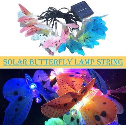 LED Solar Power Butterfly Fairy String Lights Wedding Party Garden Outdoor Decor For Decorating Terraces Gardens Tree