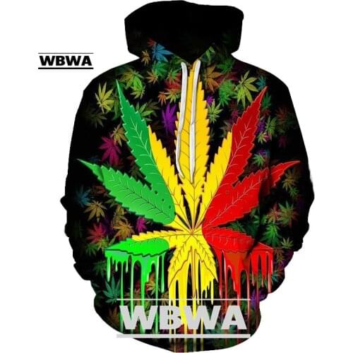 WBWA Drop shipping 2021 autumn New Fashion Hoodies Colorful Weeds Print 3d Hooded Sweatshirt casual hoodie pullovers