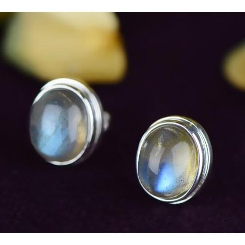 2020 new real S925 pure silver jewelry inlaid with natural labradorite earrings for women simple woman small earrings