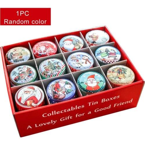 1Pcs Christmas Metal Tin Jars Coffee Tea Spice Candy Jewelry Storage Case Candle Making Containers Decorations Boxes