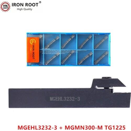 1P MGEHR3232-3 / MGEHL3232-3 Grooving Tool Holder + 10P MGMN300 CNC Carbide Insert Metal Lathe Cutting Turning