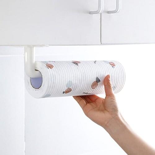2Pcs Bathroom Accessories Paper Towel Holder Punch-free Kitchen Paper Roll Holder Bathroom Cabinet Storage Towel Rack