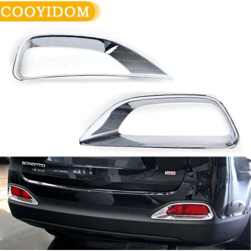 2PCS Car ABS Chrome Rear Tail Lamp Cover Trims Fog light Lamp Shade Frame Bezel For Kia Sorento 2015 2016 2017 Car Styling