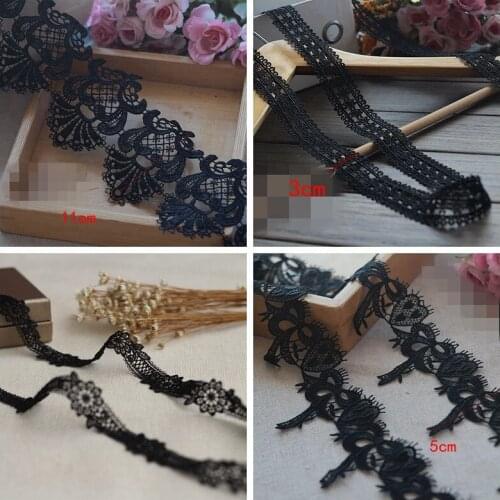 2Yard / Lot Quality Black Water Soluble Lace Ribbon Underwear Panties Embroidery Decoration African Lace Fabric