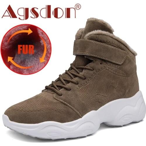 2020 Winter Warm Fur Boots Men Casual Shoes Plush Sneakers Man Male Non-slip Thick Sole Ankle Snow Boots Fashion Men Big Size 46