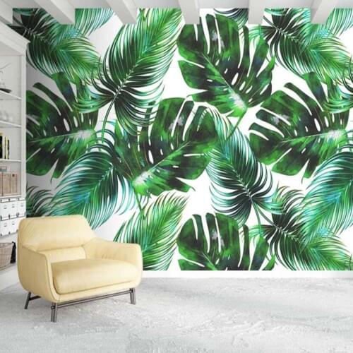 3D Tropical Leaves Wallpaper Wall Mural Decals for Living Room Bedroom Nordic HD Printed Photo Green Leaf Wallpapers Custom Size