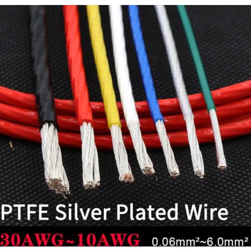 5M 10/11/13/14/15/18/20/22/24/26/28/30 AWG PTFE Silver Plated Wire High Purity OFC Copper Cable HiFi Audio Speaker Headphone DIY