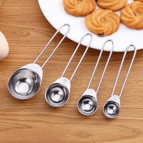 50sets Stainless Steel Measuring Cup Kitchen Scale Measuring Spoons Scoop For Baking Cooking Teaspoons Sugar Coffee Tools NO91