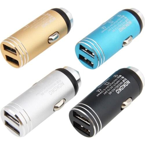 50pcs/lot New Car Charger Bullet Universal 3.1A Aluminum Alloy Metal Dual USB Mini Multifunctional Car Phone Charger