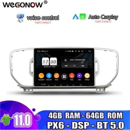 PX6 DSP TDA7851 Android10 8Core 4G+64G Bluetooth Wifi GPS Map navi Car multimedia Player RDS Radio For kia Sportage 2016 2017