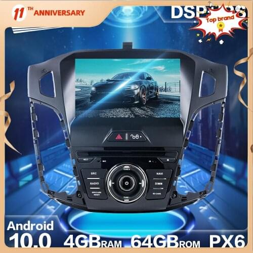 Aotsr PX6 Android 10.0 4+64G Car Radio GPS Navigation DSP For Ford focus 2010 - 2014 HD Car Auto Stereo Multimedia DVD Player