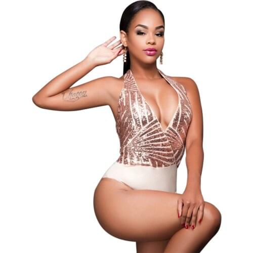 Free Shipping Sexy V Neck Women Party Short Bodysuits