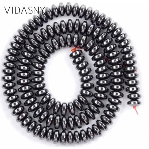 130pcs 6x3mm Black Hematite Rondelle Beads For Jewelry Making Natural Stone Spacer Loose Beads Diy Bracelet Accessories
