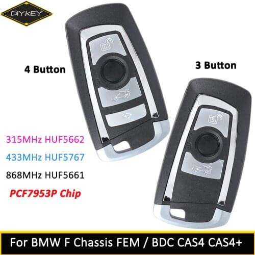 DIYKEY Smart Remote Key Fob Keyless for BMW F 5 7 Series FEM / BDC CAS4 CAS4+ YGOHUF5662 HUF5767 315/433/868MHz 2009-2017