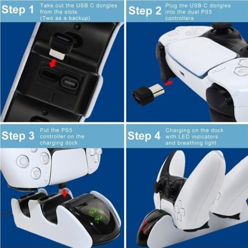 Dual Fast Charger for PS5 Wireless Controller USB Charging Cradle Dock Station for Sony PlayStation5 Joystick Gamepad