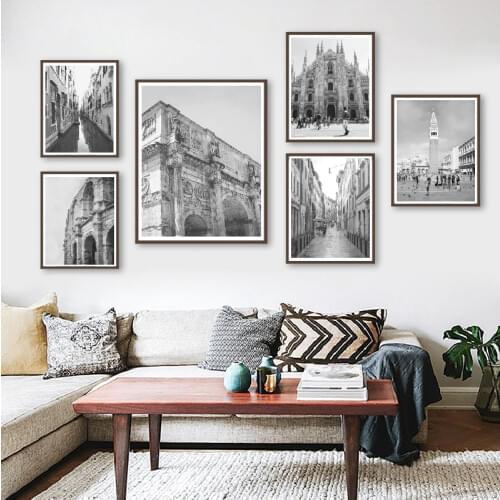Italy Art Milan Venice Rome Prints Italy Photography Large Wall Art Poster Canvas Painting Black White Picture Living Room Decor