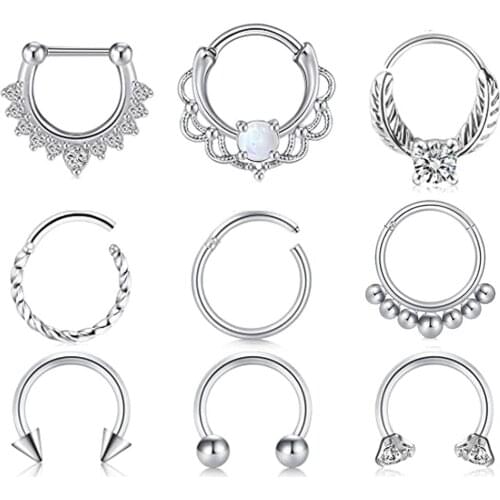Septum Rings Hoop Nose Ring Horseshoe Stainless Steel Cartilage Earrings Hoop Helix Tragus Septum Piercing Jewerly