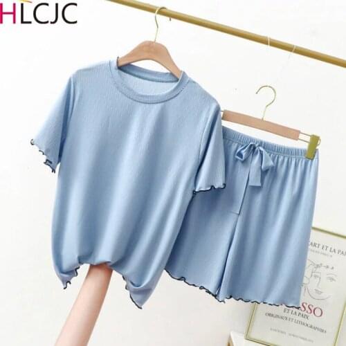 New Top+ Shorts Summer Pajamas 2 Piece Set Casual Homewear Suit for Women Summer Pajamas Set Female Modal Soft Home Clothes