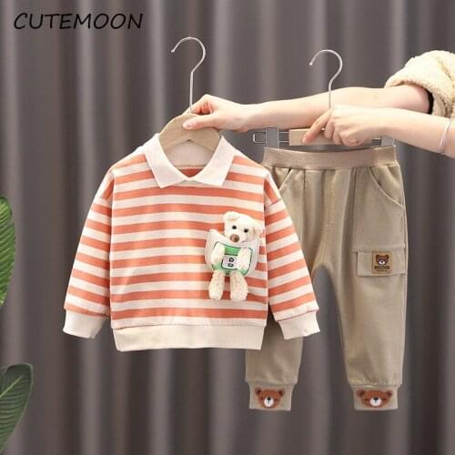 2PCS Children Clothing Sets Cotton Toddler Striped Top+Pants for Boys Clothes Outfit Spring Autumn Baby Kids Clothes Sets
