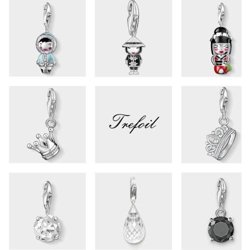 Chinese Doll Crown CZ Pendant Charm, 2018 Fashion Jewelry 925 Sterling Silver Ethnic Gift For Women Men Fit Bracelet Necklace