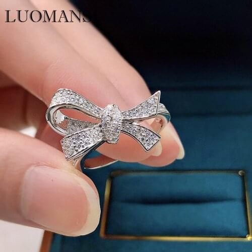 Luomansi Fashion Bowknot Silver Ring S925 Woman Jewelry Party Wedding Lover Gift Wholesale