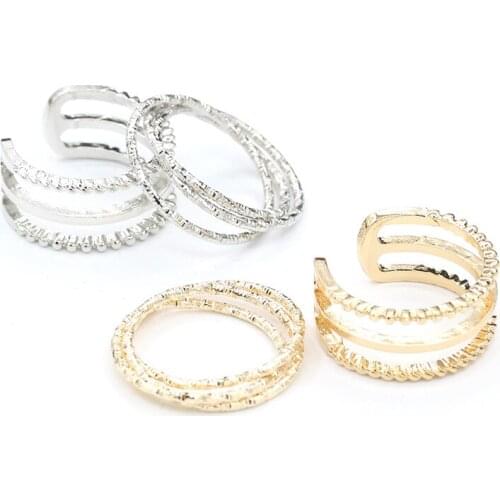 1 Adjsutable Hollow Layers & 1 three winding Rings for Women Fashion Golden Silver Plated Ring 2 pcs/set
