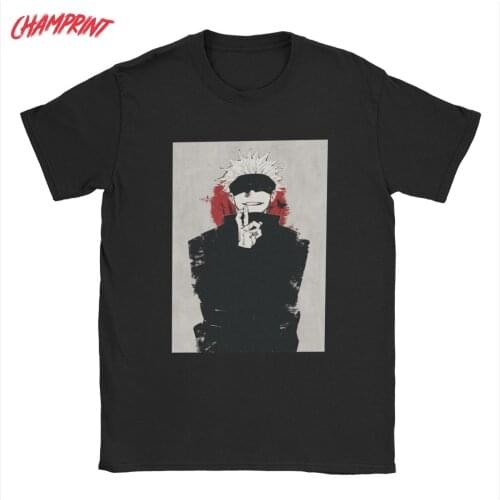 Jujutsu Kaisen Gojo Satoru T Shirts Mens Pure Cotton Vintage T-Shirt Round Collar Anime Tee Shirt Short Sleeve Tops Unique