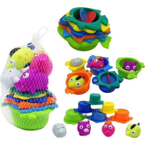 New 10pcs/set Baby bath toys set cartoon Animals fish water spraying toys Beach sand playing tool set toys gifts for kids