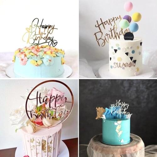 New Handmade Happy Birthday Cake Toppers Rose Gold Birthday Cupcake Topper for Kids Birthday Party Cake Decorations Baby Shower