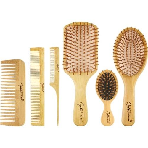 6 Kinds Personal Care Hairdressing Comb Massagetip Tail Wide Tooth Comb Smooth Hair Salon Styling Set Bamboo And Wood Comb