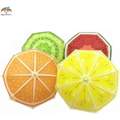 Plastic Students Automatic Cute Umbrella Cute Fruit Children Umbrella Creative umbrellas for children Long Manually Kids 50