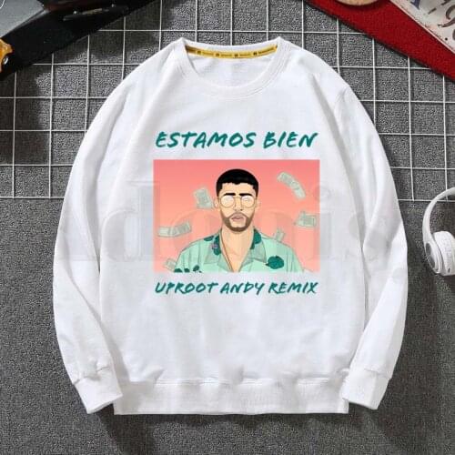 Bad Bunny Hip Hop Fashion Badbunny Hoodies Sweatshirt Print Trend Mens Clothes Hip-Hop Male Crewneck Hoodies Men