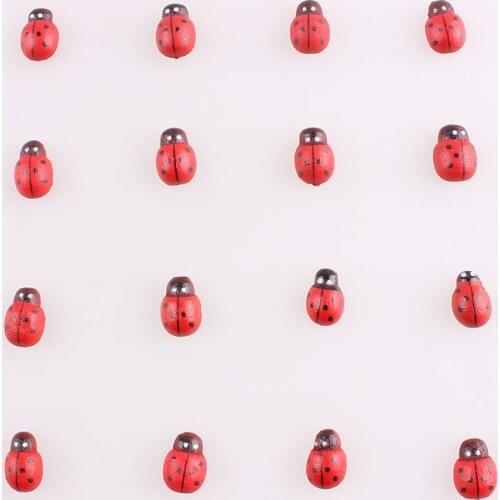 50PCS Ladybug Stickers Easter Scrapbooking Buttons Lovely Red Small Wood Buttons for Sewing Garment Supplies Accessory E