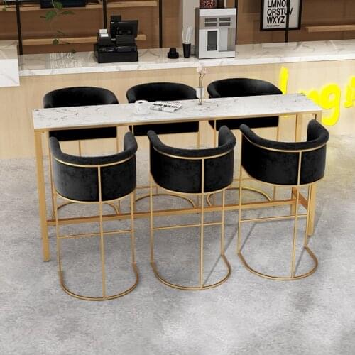 Nordic Bar Stool Luxury Backrest Soft Bar Chair Minimalist Modern Coffee House Wrought Iron Bar Stool High Feet Stool Restaurant