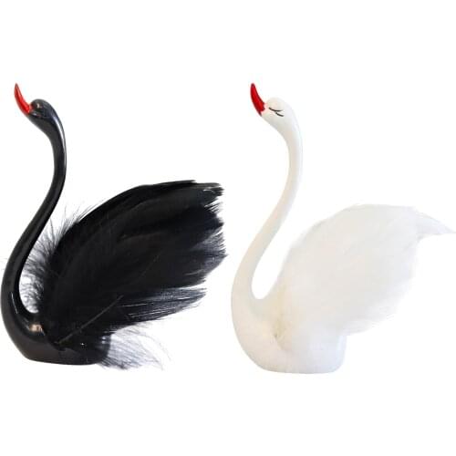 Swan Figurine Figure Resin Statue Animal Sculpture Home Office Desktop Car Cake Decor