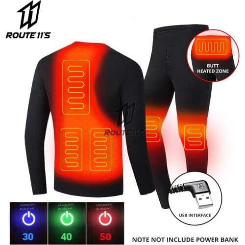 NEW Winter Heated Underwear Suit Smart Phone APP Control Temperature USB Battery Powered Fleece Thermal Motorcycle Jacket