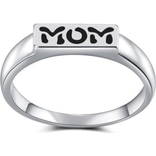 Creative Modyle Classic Silver Color Ring Jewelry Letter Mom Ring for Mothers Day Ring For Women