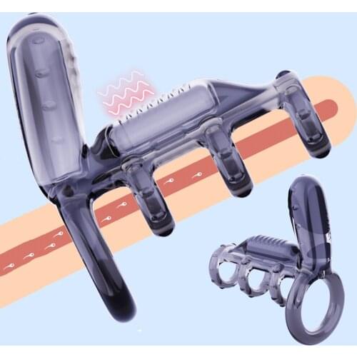 Penis Vibrating Ring Lasting Enlarge Cock Stimulate Massage Clitoris Penis Bondage Rings Sex Toys For Woman Men G Spot Vibator