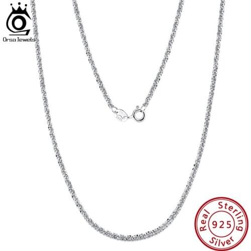 ORSA JEWELS Woman Fine Jewelry 1.8mm Solid 925 Sterling Silver Italian Handmade Starlight Chain Necklaces 16"18" 20" 22" SC57