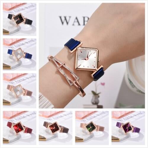 Ladies Simple Luxury Fashion Personality Diamond Watch Quartz Magnet Buckle Gradient Color Watch Gift Clock