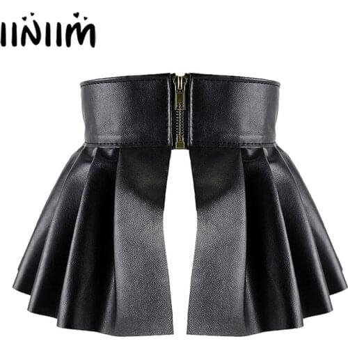 Womens Ladies Sexy Skirts Ladies Faux Leather Pleated Skirts Split Embellished Studded A-Line Mini Skirt for Parties Clubwear